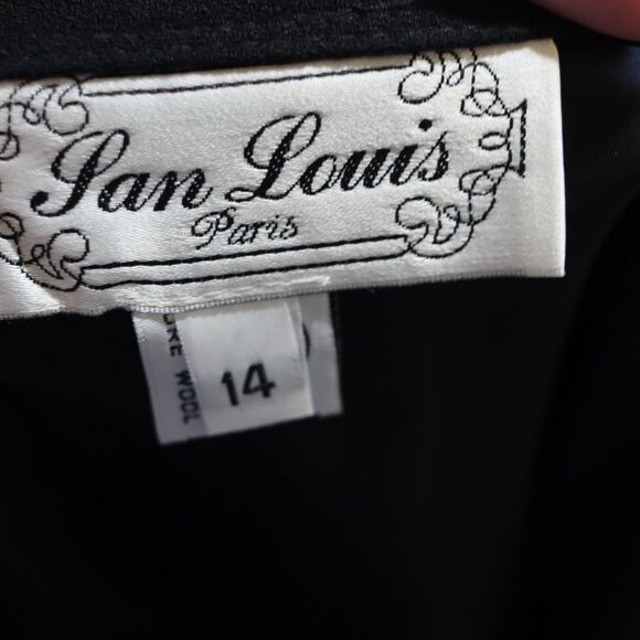 San Louis Black Wool Skirt Suit Blazer Jacket Set 14 Career Formal Funeral Suit - Picture 13 of 13